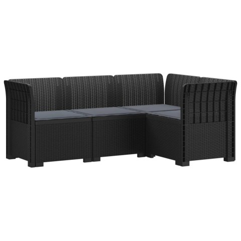 Ogród Sofa 4-osobowa z poduszkami Wygląd Rattanu PP antracytowy