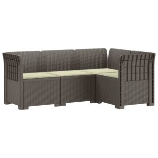 VidaXL Ogród Sofa 4-osobowa z poduszkami Wygląd Rattanu PP jasnoszary