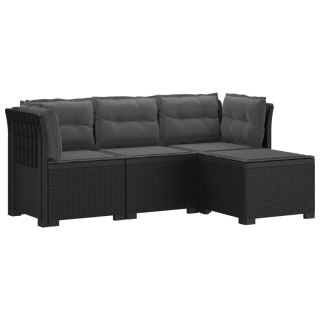 VidaXL Sofa ogrodowa dla 4 osób z poduszkami w stylu rattanowym PP