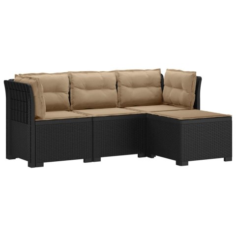 Sofa ogrodowa dla 4 osób z poduszkami w stylu rattanowym PP