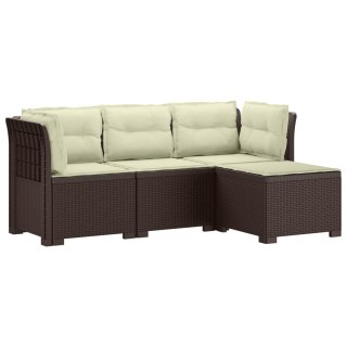 VidaXL Sofa ogrodowa dla 4 osób z poduszkami w stylu rattanowym PP