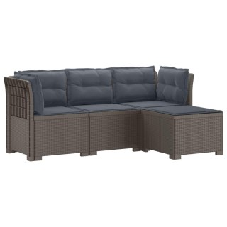 VidaXL Sofa ogrodowa dla 4 osób z poduszkami w stylu rattanowym PP