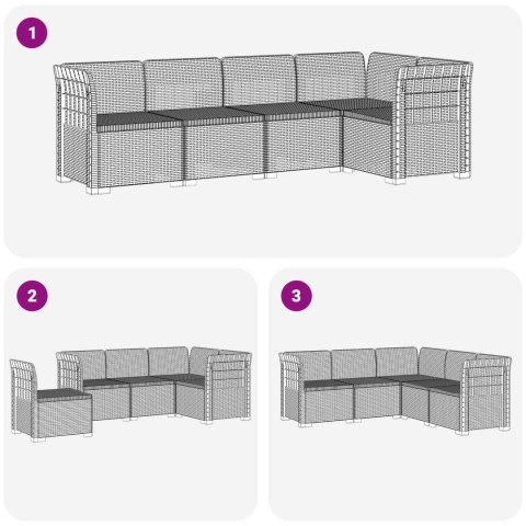 5-osobowa sofa ogrodowa w stylu rattanowym PP brązowy