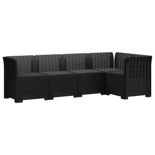 VidaXL 5-osobowa sofa ogrodowa z poduszkami w stylu rattanowym PP