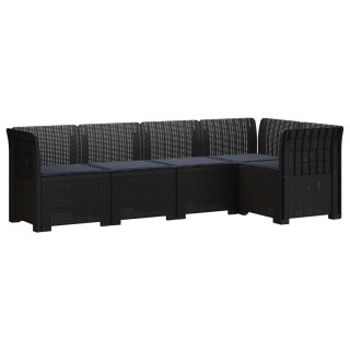 VidaXL 5-osobowa sofa ogrodowa z poduszkami w stylu rattanowym PP