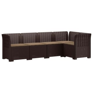 VidaXL 5-osobowa sofa ogrodowa z poduszkami w stylu rattanowym PP