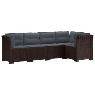 VidaXL 5-osobowa sofa ogrodowa z poduszkami w stylu rattanowym PP