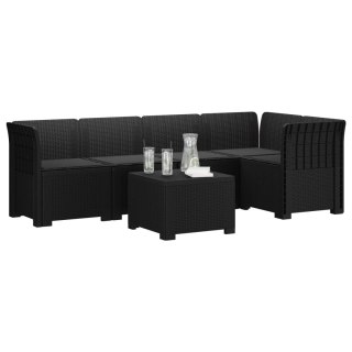 VidaXL 5-osobowa sofa ogrodowa z poduszkami w stylu rattanowym PP