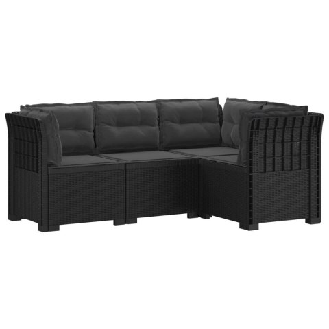 Ogród Sofa 4-osobowa z poduszkami Wygląd Rattanu PP antracytowy