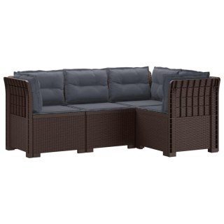VidaXL Ogród Sofa 4-osobowa z poduszkami Wygląd Rattanu PP brązowy