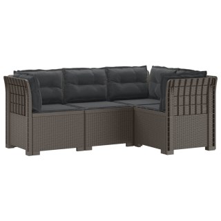 VidaXL Ogród Sofa 4-osobowa z poduszkami Wygląd Rattanu PP jasnoszary
