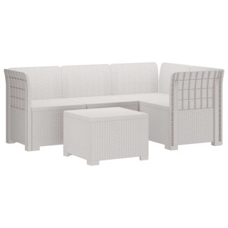 VidaXL Sofa ogrodowa dla 4 osób w stylu rattanowym PP Biały