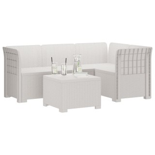 VidaXL Sofa ogrodowa dla 4 osób w stylu rattanowym PP Biały