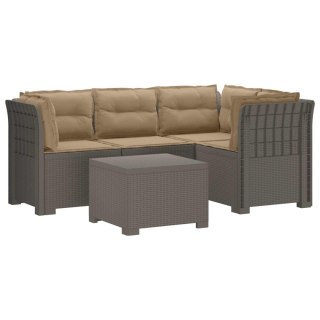 VidaXL Sofa ogrodowa dla 4 osób z poduszkami w stylu rattanowym PP