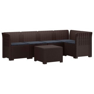 VidaXL 5-osobowa sofa ogrodowa z poduszkami w stylu rattanowym PP