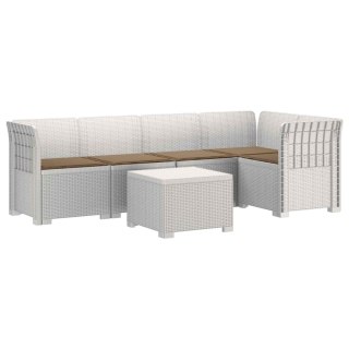 VidaXL 5-osobowa sofa ogrodowa z poduszkami w stylu rattanowym PP