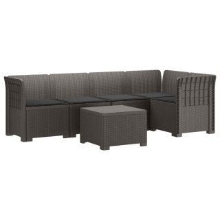 VidaXL 5-osobowa sofa ogrodowa z poduszkami w stylu rattanowym PP