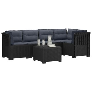 VidaXL 5-osobowa sofa ogrodowa z poduszkami w stylu rattanowym PP