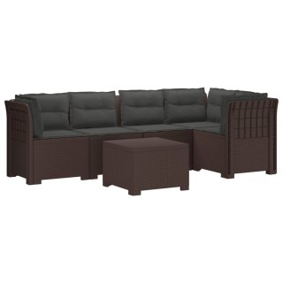 VidaXL 5-osobowa sofa ogrodowa z poduszkami w stylu rattanowym PP