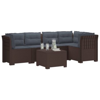 VidaXL 5-osobowa sofa ogrodowa z poduszkami w stylu rattanowym PP