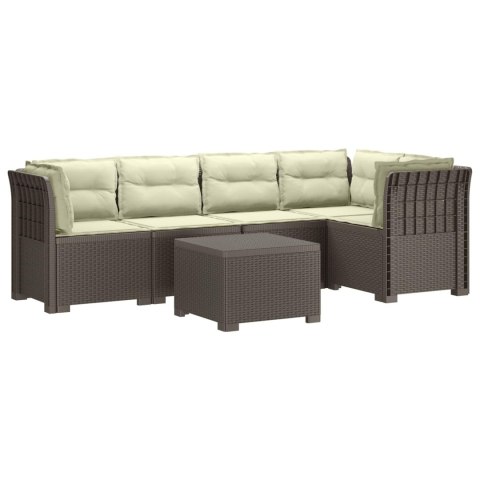 5-osobowa sofa ogrodowa z poduszkami w stylu rattanowym PP