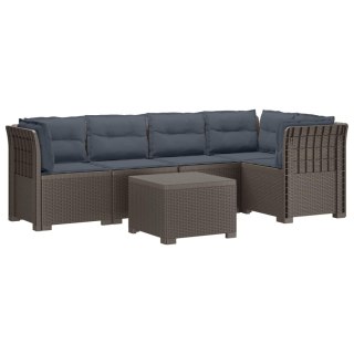 VidaXL 5-osobowa sofa ogrodowa z poduszkami w stylu rattanowym PP