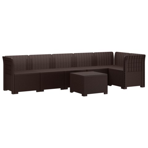 Sofa Ogrodowa 6-osobowa w Wyglądzie Rattanu PP brązowy