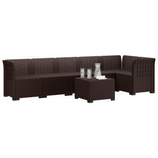 VidaXL Sofa Ogrodowa 6-osobowa w Wyglądzie Rattanu PP brązowy