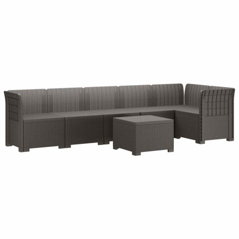 Sofa Ogrodowa 6-osobowa w Wyglądzie Rattanu PP jasnoszary