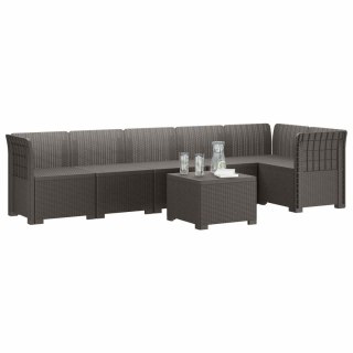 VidaXL Sofa Ogrodowa 6-osobowa w Wyglądzie Rattanu PP jasnoszary