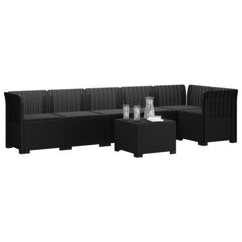 Sofa Ogrodowa 6-osobowa z Poduszkami w Wyglądzie Rattanu PP