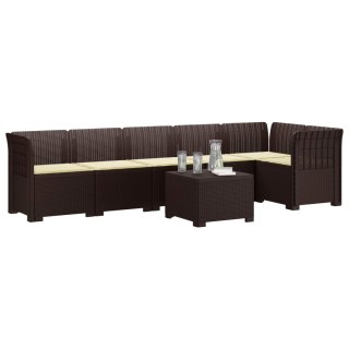 VidaXL Sofa Ogrodowa 6-osobowa z Poduszkami w Wyglądzie Rattanu PP