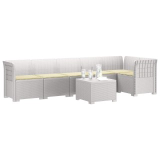 VidaXL Sofa Ogrodowa 6-osobowa z Poduszkami w Wyglądzie Rattanu PP