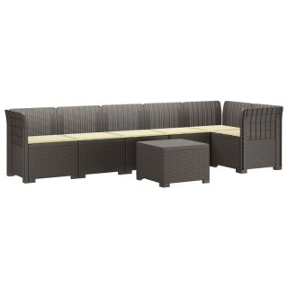 VidaXL Sofa Ogrodowa 6-osobowa z Poduszkami w Wyglądzie Rattanu PP