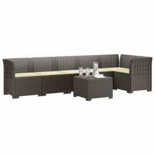 VidaXL Sofa Ogrodowa 6-osobowa z Poduszkami w Wyglądzie Rattanu PP