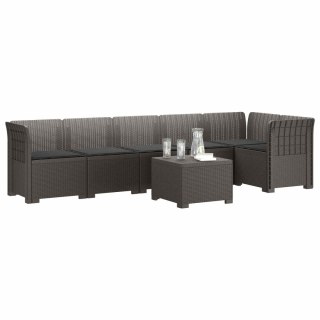 VidaXL Sofa Ogrodowa 6-osobowa z Poduszkami w Wyglądzie Rattanu PP