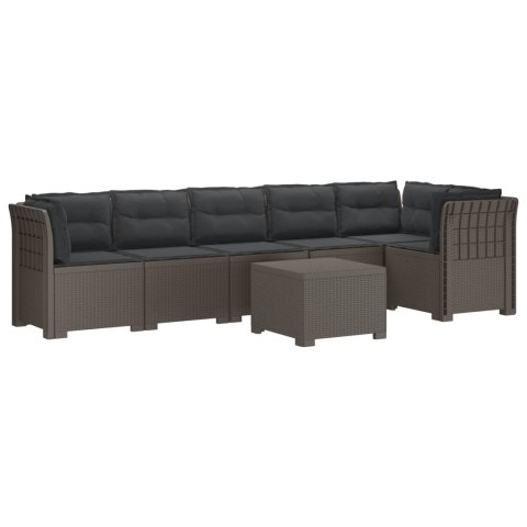 Sofa Ogrodowa 6-osobowa z Poduszkami w Wyglądzie Rattanu PP