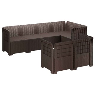 VidaXL Sofa ogrodowa 7-osobowa w wyglądzie rattanowym PP brązowy