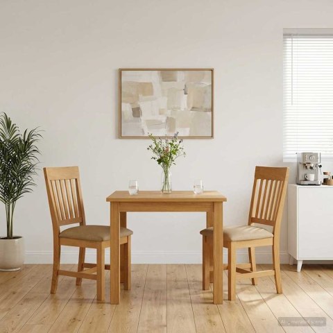 Krzesło jadalniane 2 pcs Dąb lite Beżowy 45 x 59 x 92 cm