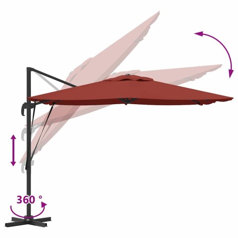Parasol Roma Czerwony 286 x 284 x 265 cm Aluminium i Poliester