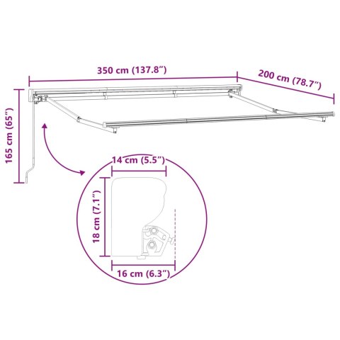 Rama manualnej markizy Z regulacją Antracyt 3,5 x 2 m Stal