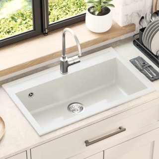 VidaXL Zlew Biały 795 x 505 mm Granit