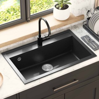 VidaXL Zlew Czarny 795 x 505 mm Granit