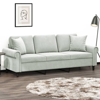 VidaXL 3-osobowa sofa z poduszkami, jasnoszara, 180 cm, aksamit