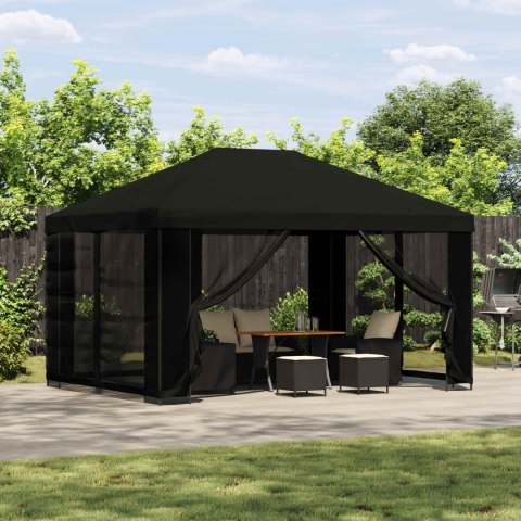 Altana z bokami 4 × 3 m Czarny Poliester i Stal 190 gsm