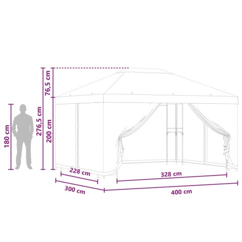 Altana z bokami 4 × 3 m Czarny Poliester i Stal 190 gsm