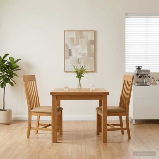 Krzesło jadalniane 2 pcs Dąb lite Beżowy 45 x 59,5 x 100 cm