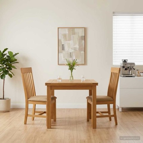 Krzesło jadalniane 2 pcs Dąb lite Beżowy 45 x 59,5 x 100 cm