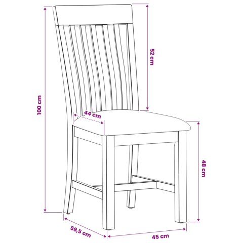Krzesło jadalniane 2 pcs Dąb lite Beżowy 45 x 59,5 x 100 cm