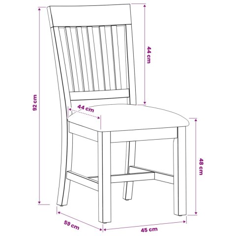 Krzesło jadalniane 2 pcs Dąb lite Beżowy 45 x 59 x 92 cm